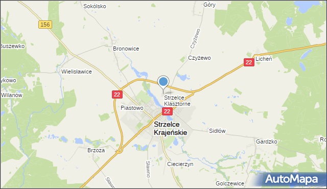 mapa Strzelce Klasztorne, Strzelce Klasztorne na mapie Targeo